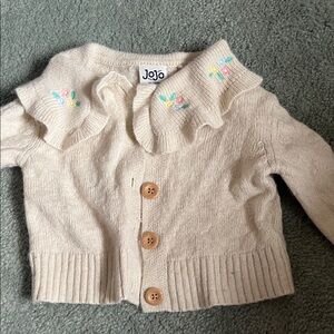 JoJo Maman Beige Knit Cardigan with Floral Embroidery